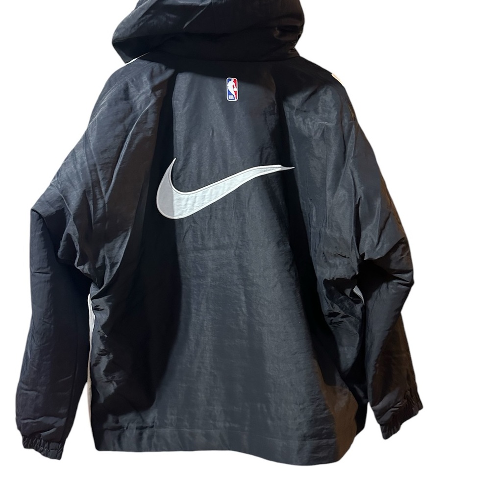 Nike Black Windbreaker Jacket with White Swoosh and NBA Emblem